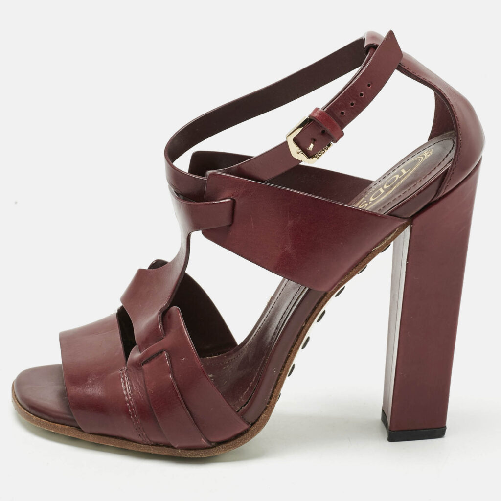 Tod's Brown Leather Ankle Strap Block Heel Sandals Size 36.5 Tod's Brown Leather Ankle Strap Block Heel Sandals Size 36.5