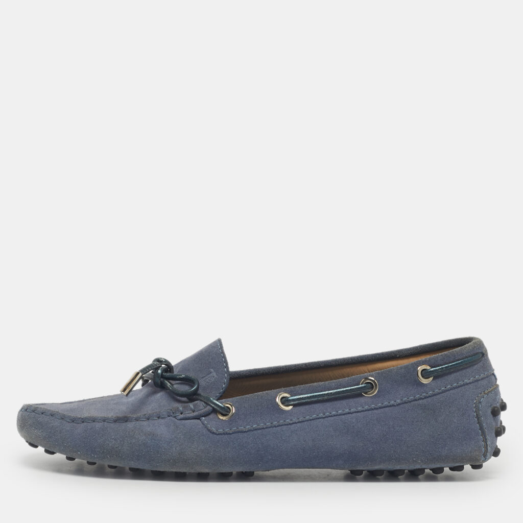 Tod's Blue Suede Gommino Driving Loafers Size 37.5 Tod's Blue Suede Gommino Driving Loafers Size 37.5