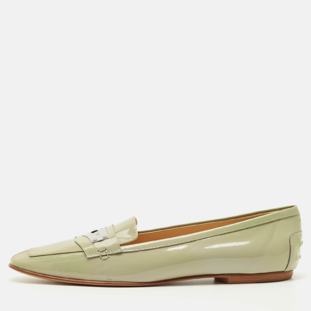 Tod's Green Patent Leather Slip On Loafers Size 41.5 Tod's Green Patent Leather Slip On Loafers Size 41.5