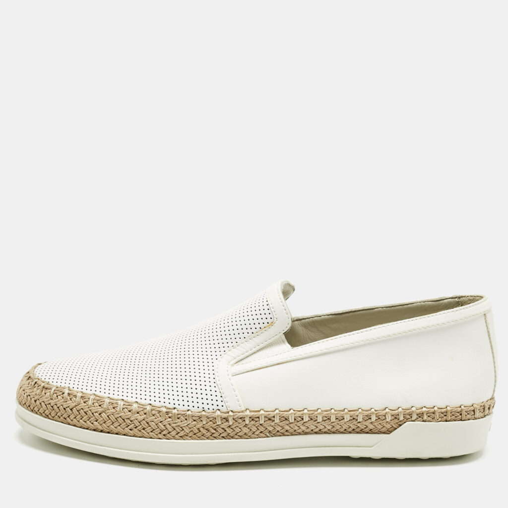 Tod's Grey/White Leather Francesina Espadrille Sneakers Size 36