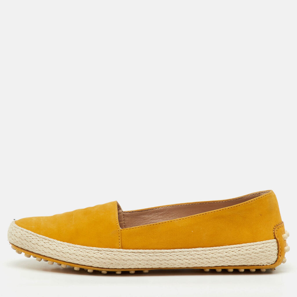 Tod's Mustard Yellow Nubuck Leather Skate Espadrille Flats Size 38 Tod's Mustard Yellow Nubuck Leather Skate Espadrille Flats Size 38