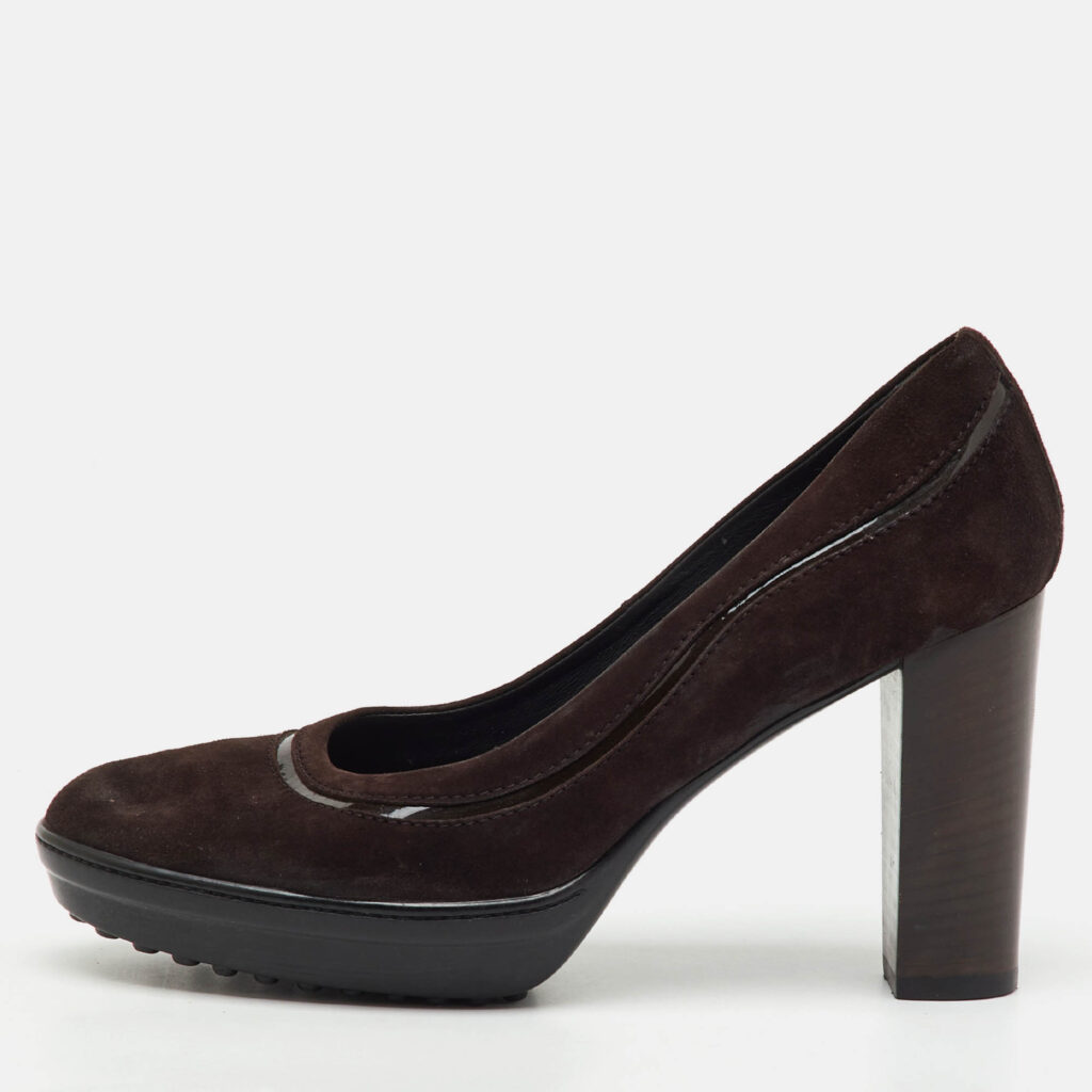 Tod's Dark Brown Suede Round Toe Platform Pumps Size 38 Tod's Dark Brown Suede Round Toe Platform Pumps Size 38