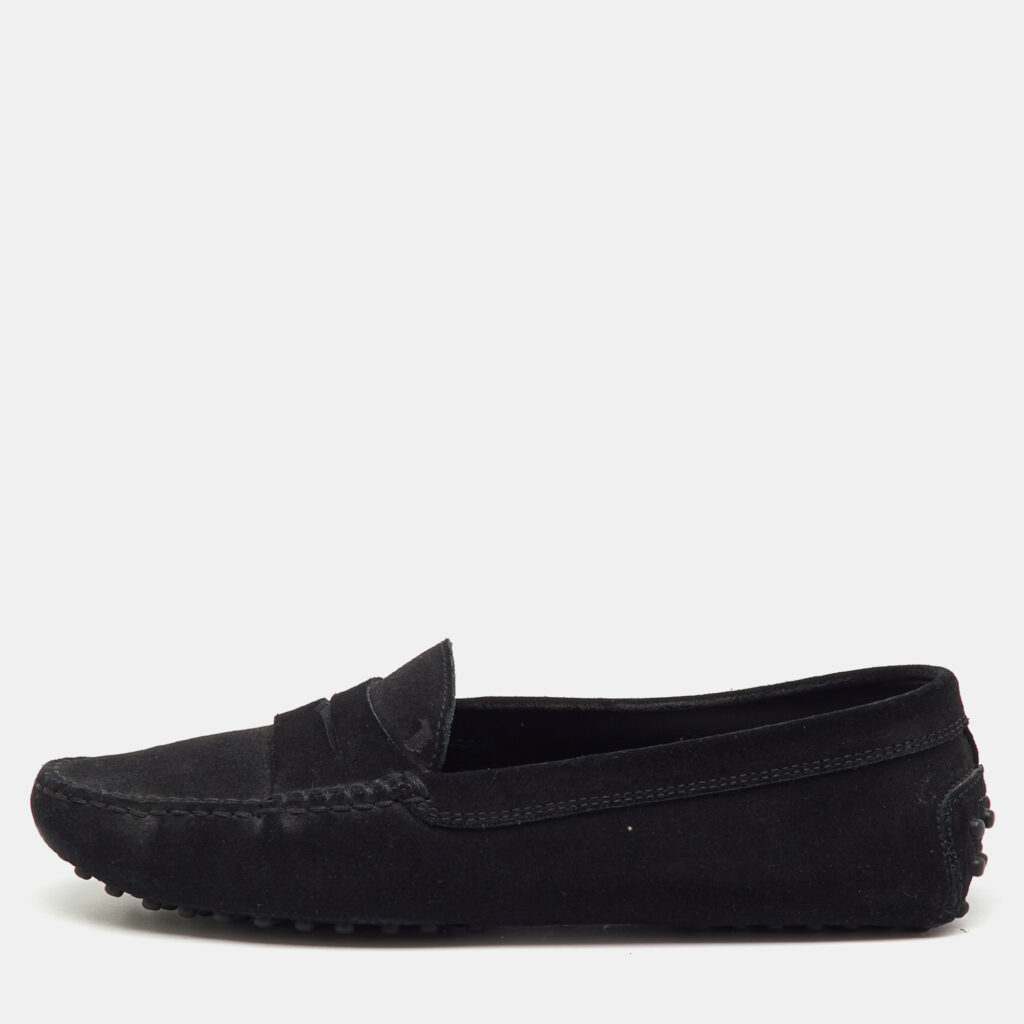 Tod's Black Suede Gommino Slip On Loafers Size 37 Tod's Black Suede Gommino Slip On Loafers Size 37
