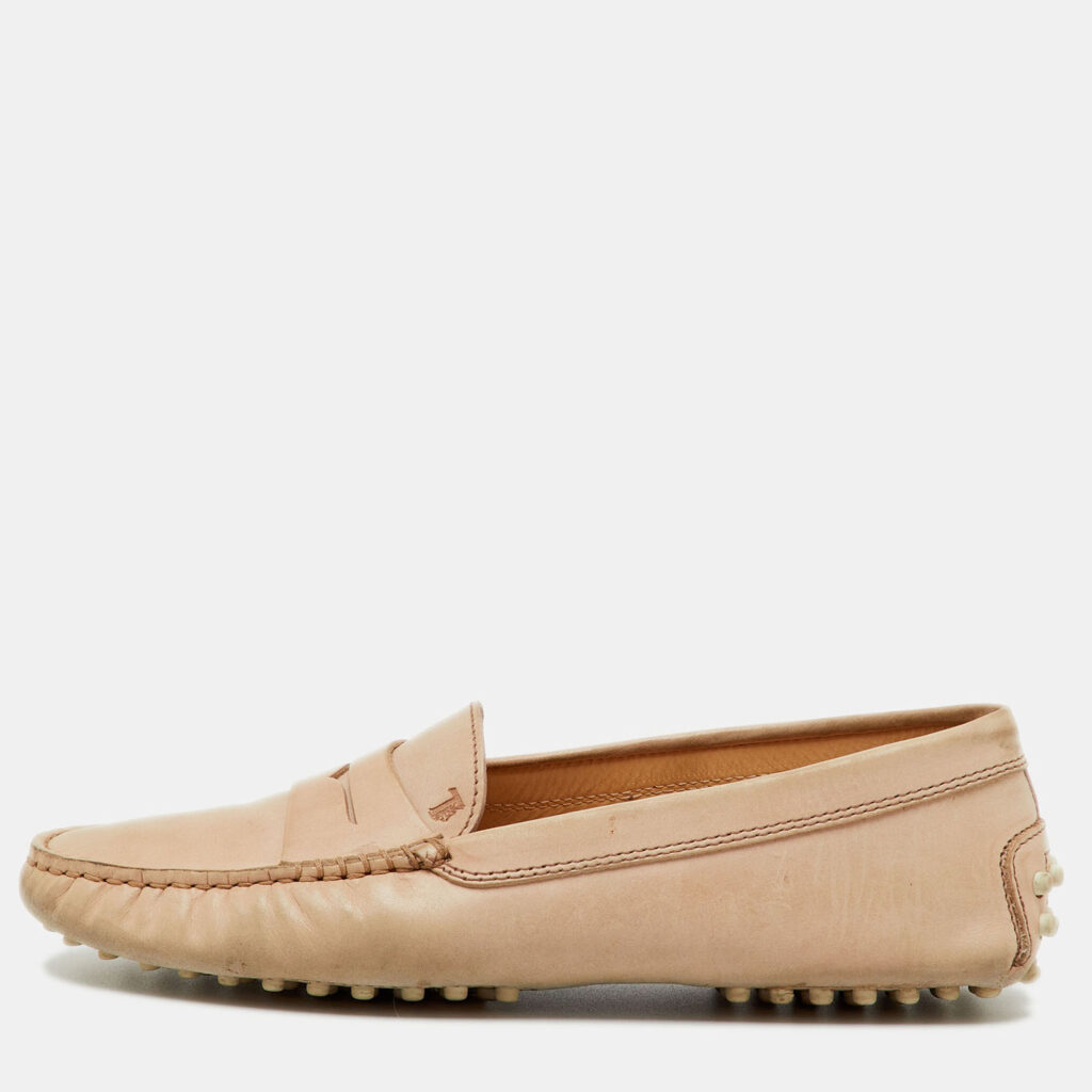 Tod's Beige Leather Penny Slip On Loafers Size 36 Tod's Beige Leather Penny Slip On Loafers Size 36