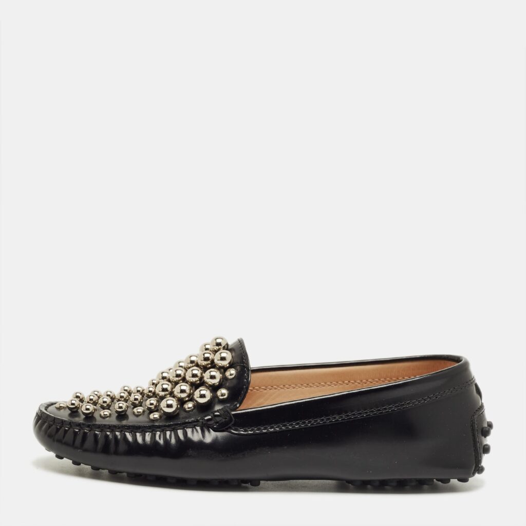 Tod's Black Leather Embellish Loafers Size 36 Tod's Black Leather Embellish Loafers Size 36