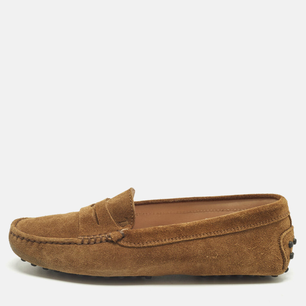 Tod's Brown Suede Penny Loafers Size 35