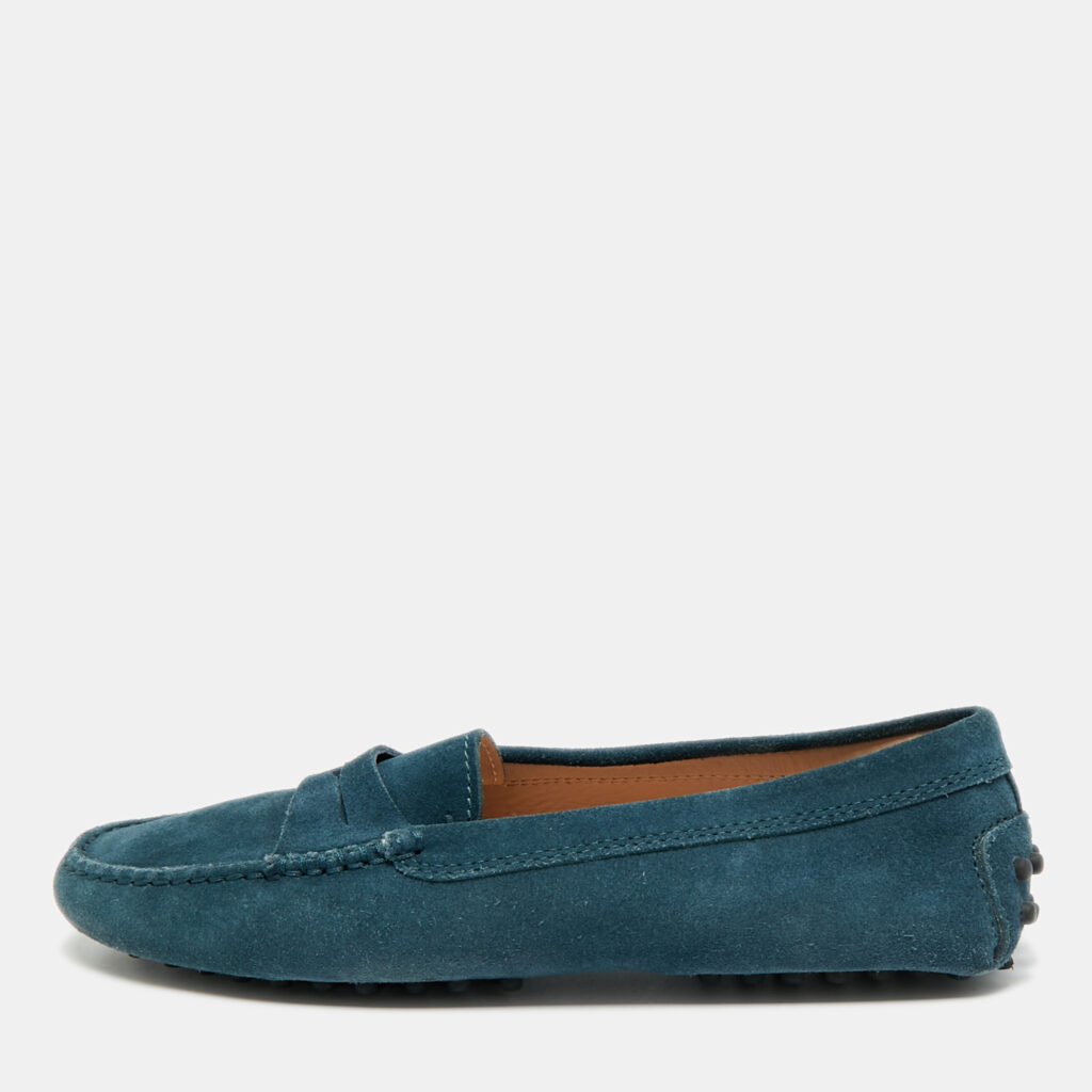 Tod's Size 35 Blue Suede Driver Loafers