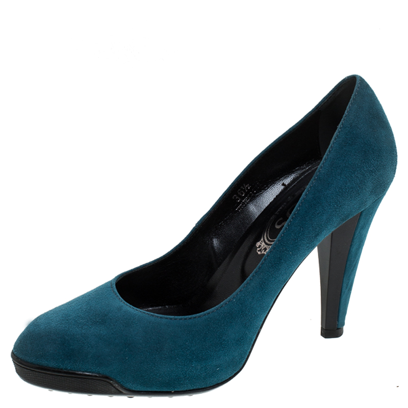 Tod's Blue Suede Platform Pumps Size 36.5 Tod's Blue Suede Platform Pumps Size 36.5