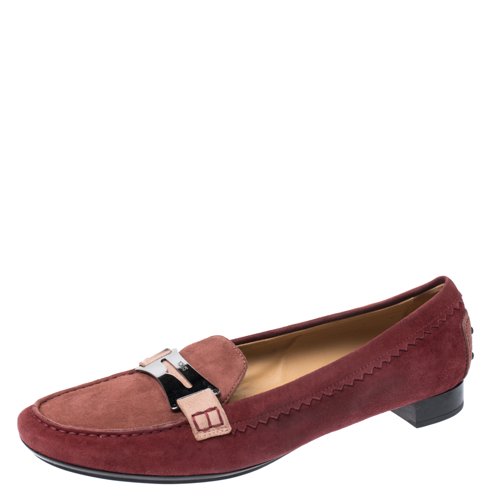 Tod's Red Suede Penny Loafers Size 40