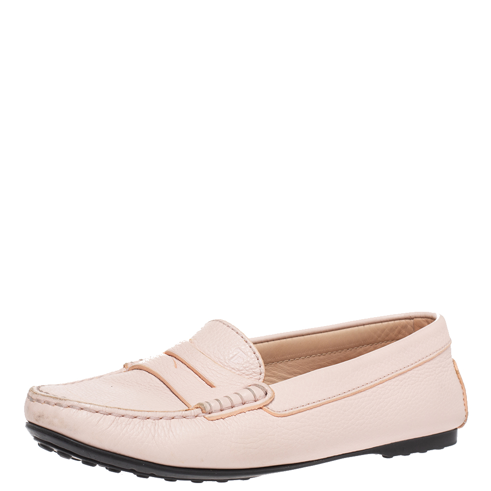 Tod's Pink Leather Penny Loafers Size 35.5 Tod's Pink Leather Penny Loafers Size 35.5