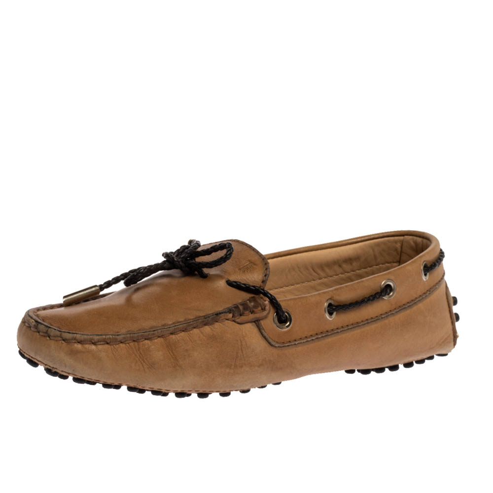 Tod's Tan Leather Braided Cord Bow Loafers Size 36.5 Tod's Tan Leather Braided Cord Bow Loafers Size 36.5