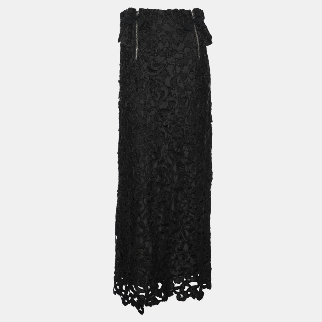 Toga Archieves Black Polyester and Chord Embroidered Strapless Midi Dress M Toga Archieves Black Polyester and Chord Embroidered Strapless Midi Dress M