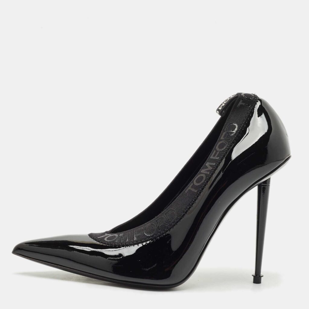 Tom Ford Black Elastic and Patent Leather Pointed Toe Pumps Size 37.5 Tom Ford Black Elastic and Patent Leather Pointed Toe Pumps Size 37.5