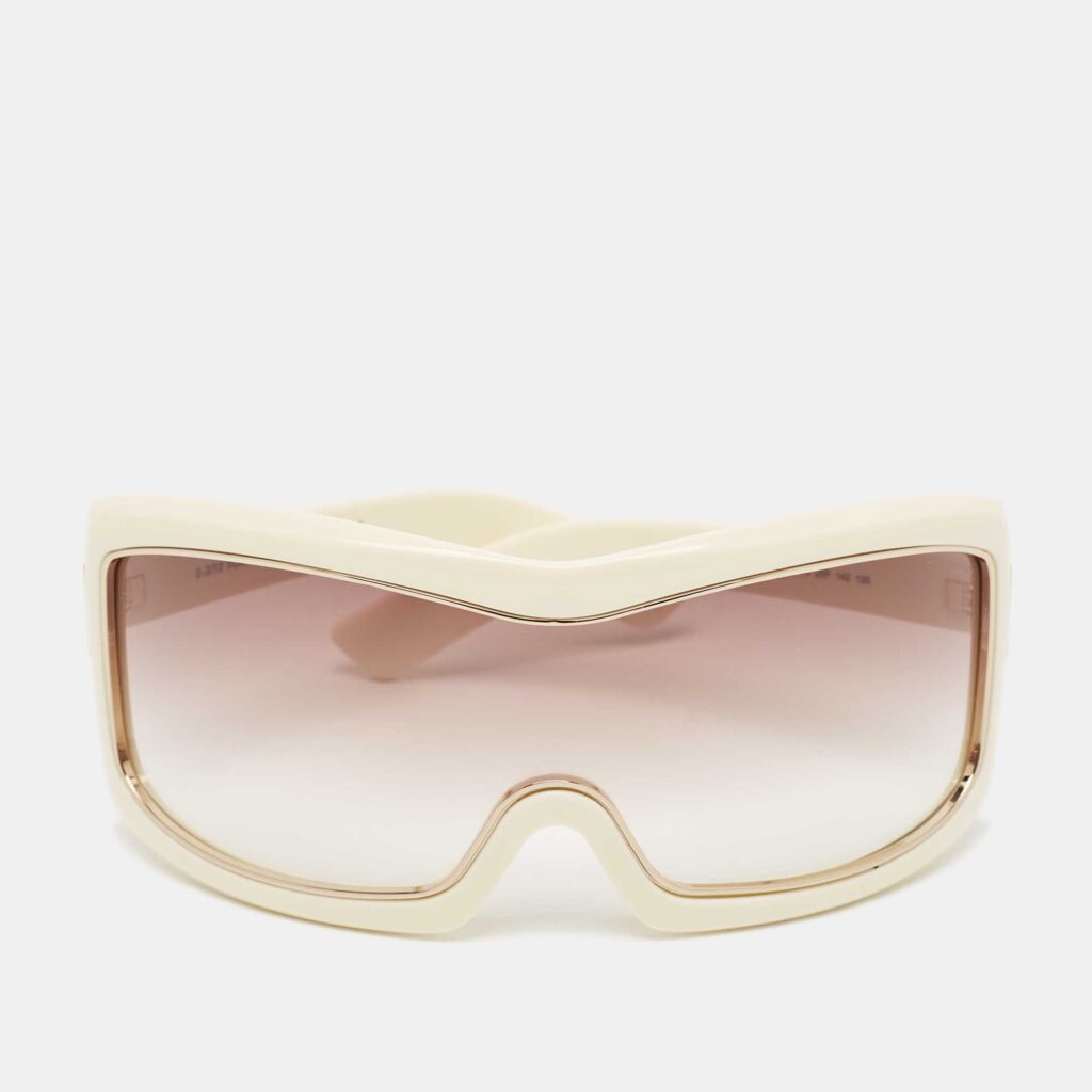 Tom Ford Ivory/Brown Gradient Olga TF305 Shield Sunglasses Tom Ford Ivory/Brown Gradient Olga TF305 Shield Sunglasses