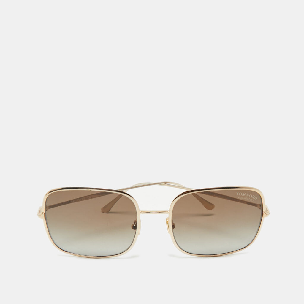 Tom Ford Gold Tone/Brown Gradient CH0055S Square Sunglasses Tom Ford Gold Tone/Brown Gradient CH0055S Square Sunglasses