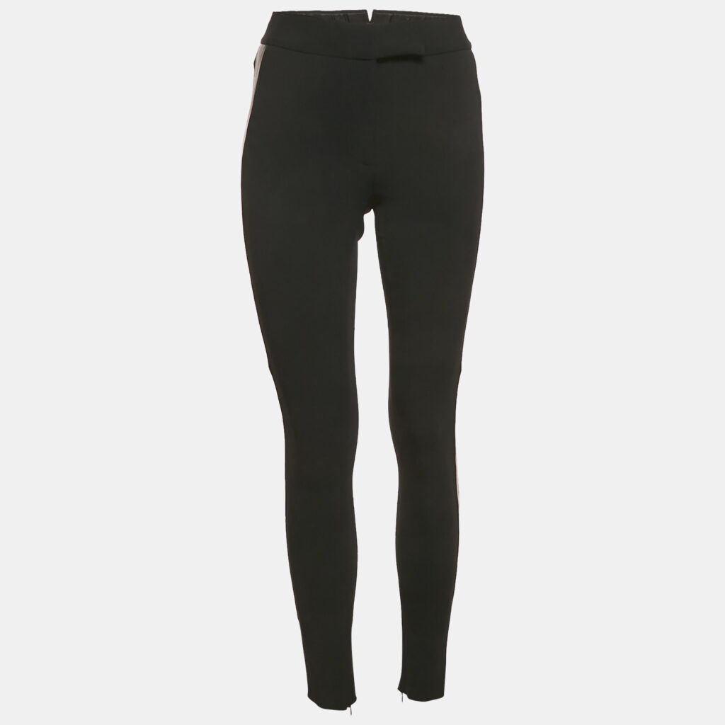 Tom Ford Black Crepe Leather Trim Trousers S