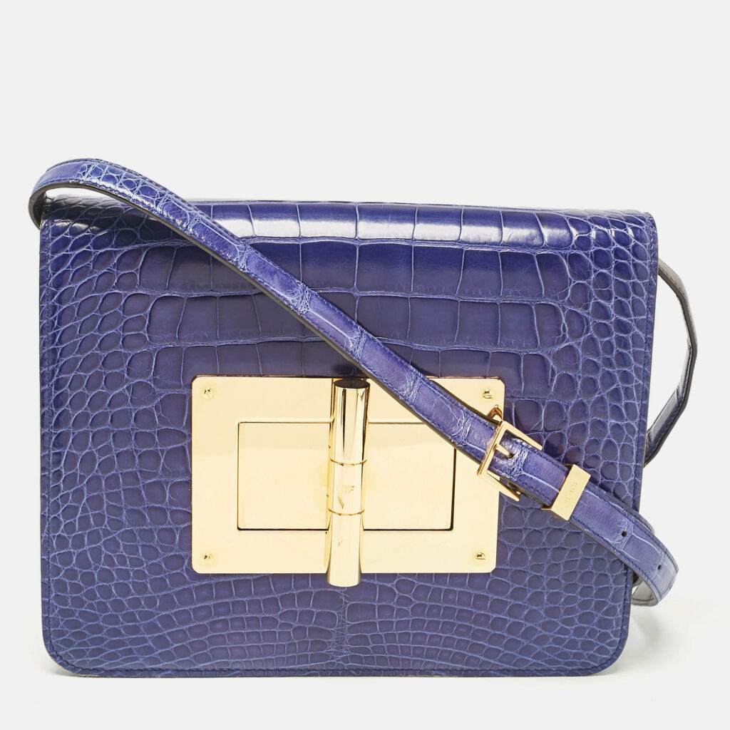 Tom Ford Blue Alligator Large Natalia Shoulder Bag Tom Ford Blue Alligator Large Natalia Shoulder Bag
