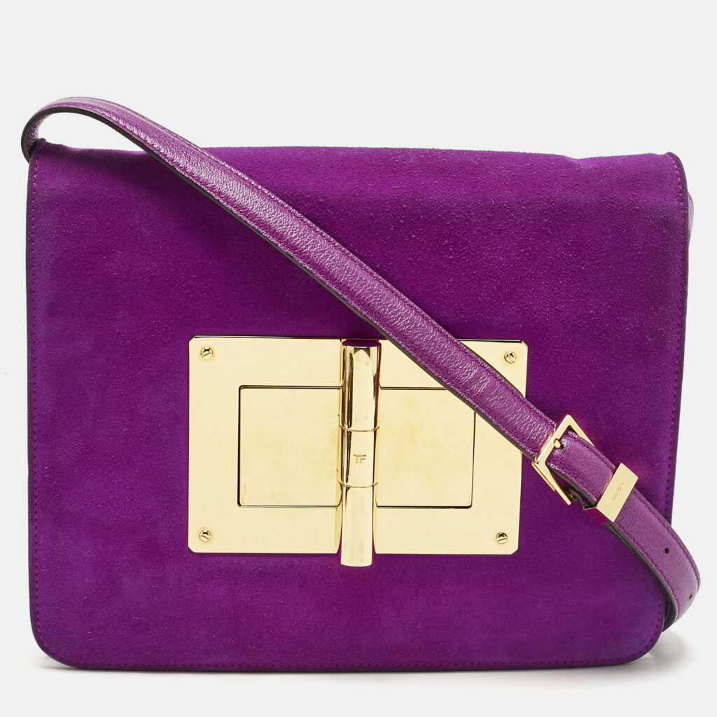 Tom Ford Fuchsia Leather and Suede Large Natalia Shoulder Bag