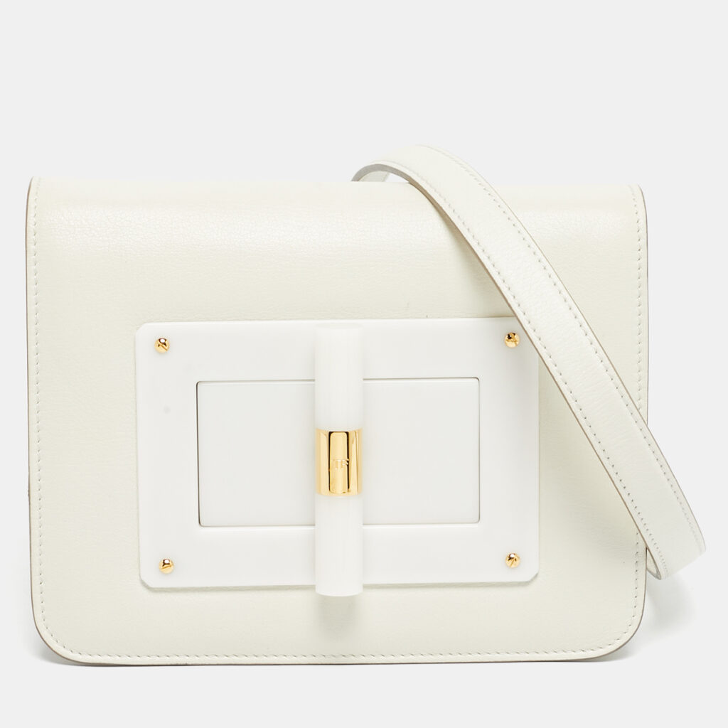 Tom Ford White Leather Small Natalia Crossbody Bag