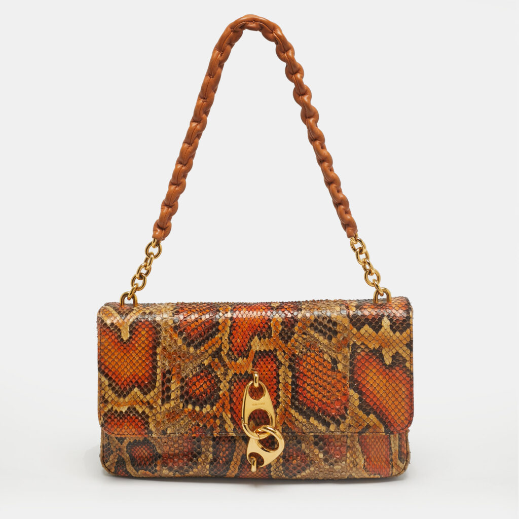 Tom Ford Orange/Cream Python Carine Shoulder Bag Tom Ford Orange/Cream Python Carine Shoulder Bag