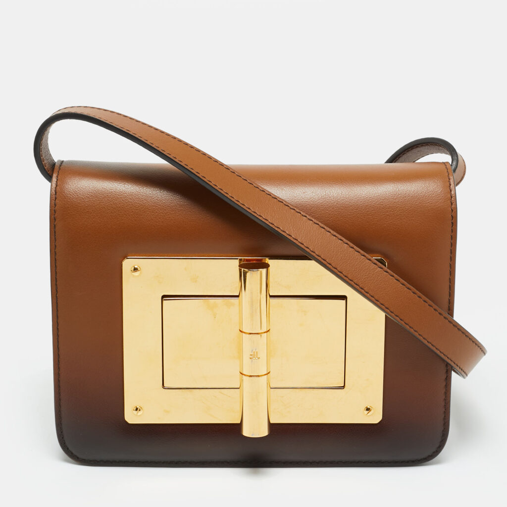 Tom Ford Ombre Brown Leather Small Natalia Crossbody Bag Tom Ford Ombre Brown Leather Small Natalia Crossbody Bag