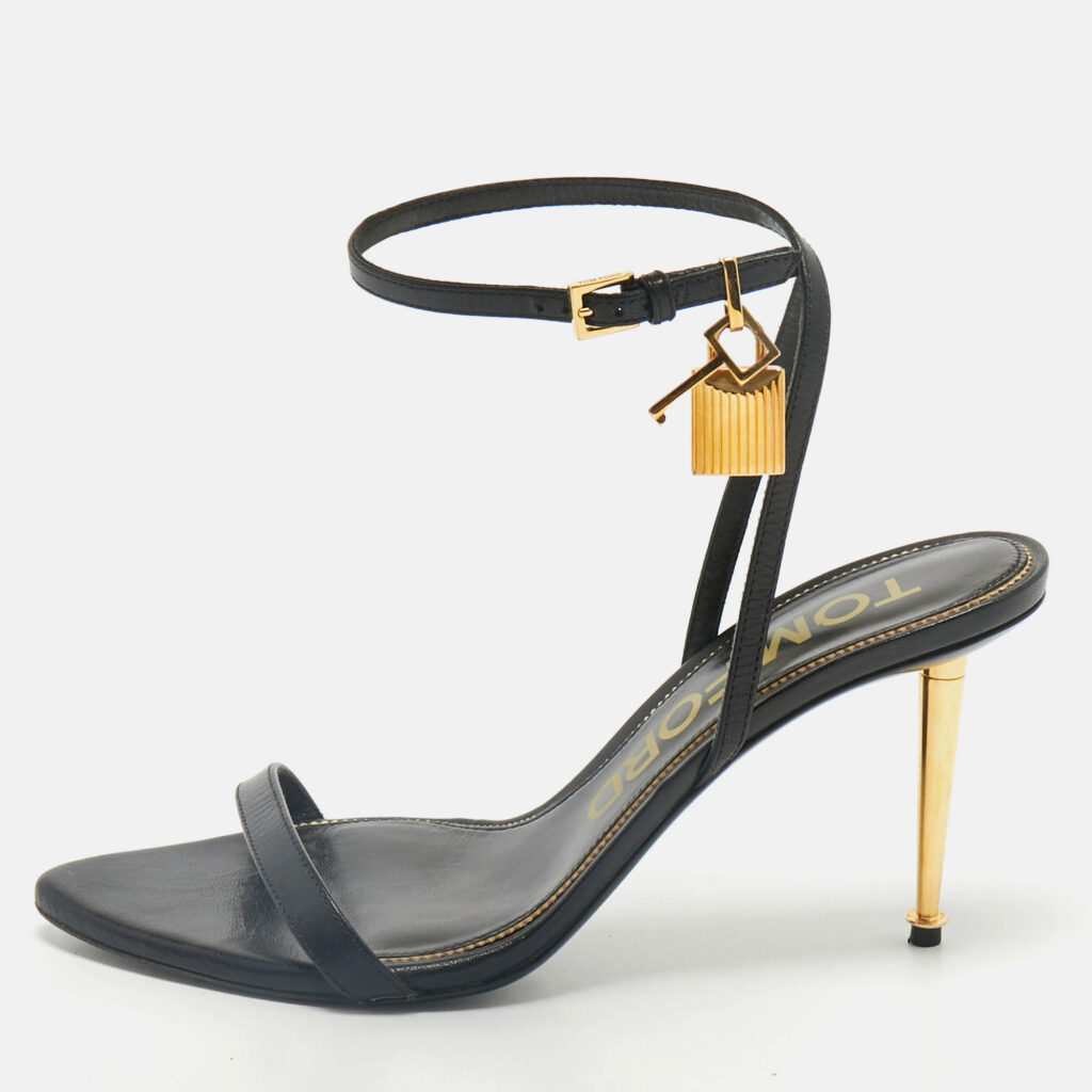 luxury-women-tom-ford-used-shoes-p1165524-010-1.jpg Tom Ford Black Leather Padlock Ankle Strap Sandals Size 39
