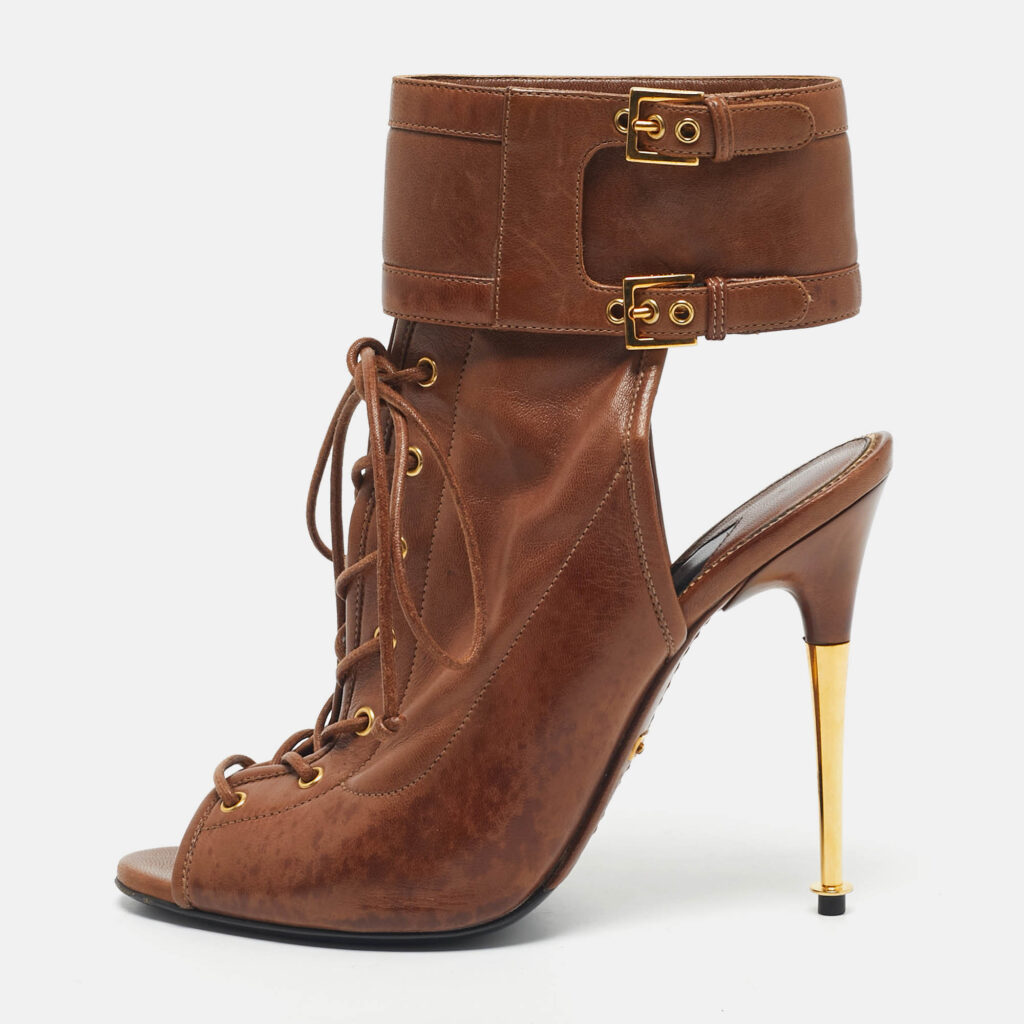 Tom Ford Brown Leather Cutout Ankle Length Boots Size 38 Tom Ford Brown Leather Cutout Ankle Length Boots Size 38