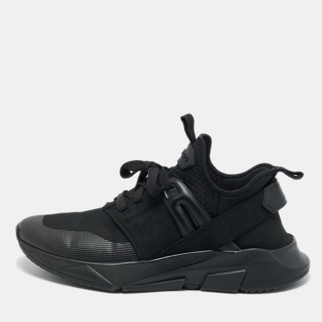 luxury-women-tom-ford-used-shoes-p1224862-001-1.jpg Tom Ford Black Mesh and Neoprene jago Lace Up Sneakers Size 39.5