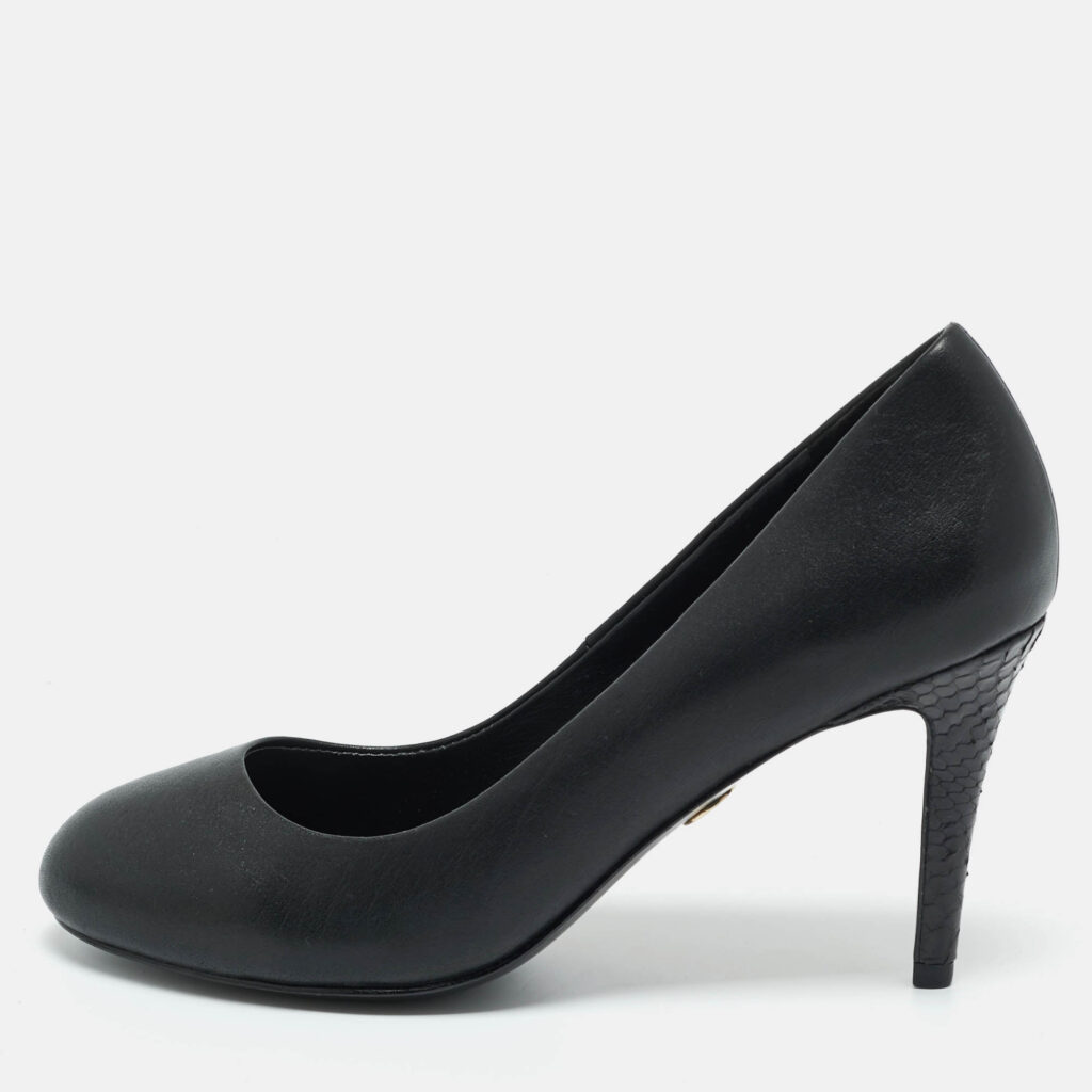 Tory Burch Black Leather and Python Leather Pumps Size 37