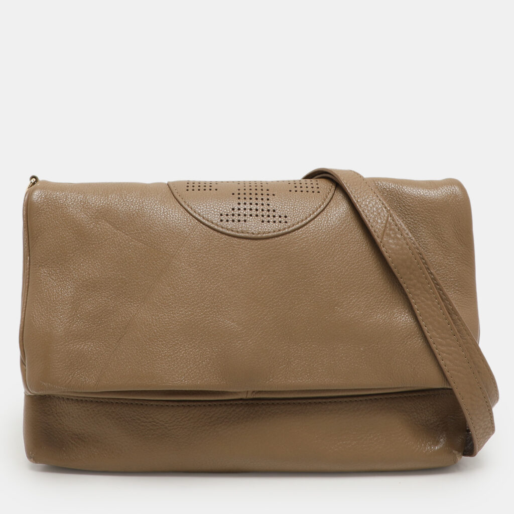 Tory Burch Beige Leather Kipp Foldover Shoulder Bag Tory Burch Beige Leather Kipp Foldover Shoulder Bag