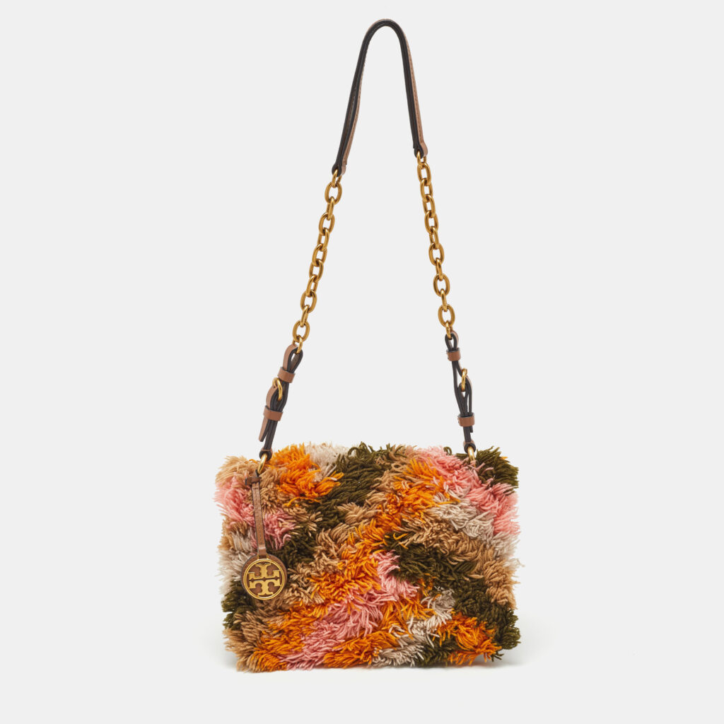 Tory Burch Multicolor Fabric and Leather Sadie Rug Shoulder Bag