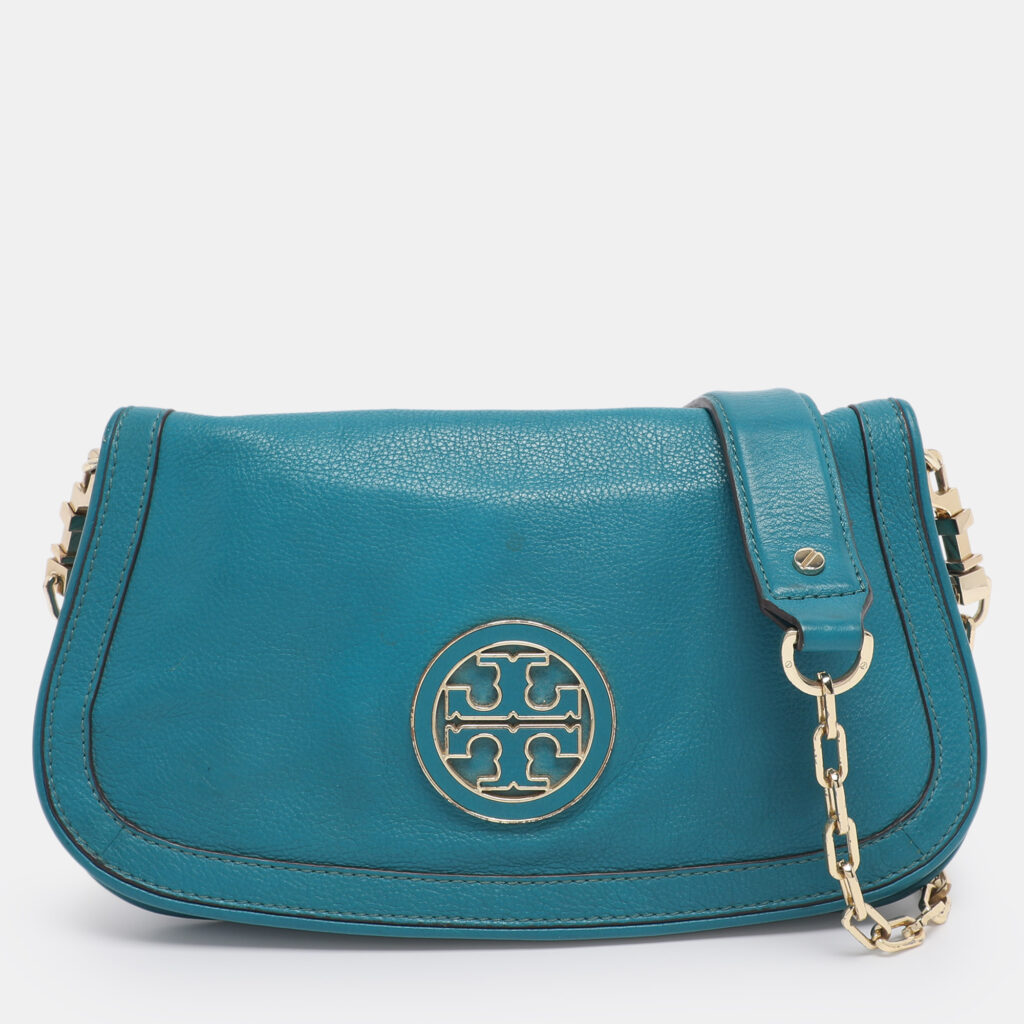 Tory Burch Teal Green Leather Amanda Crossbody Bag Tory Burch Teal Green Leather Amanda Crossbody Bag