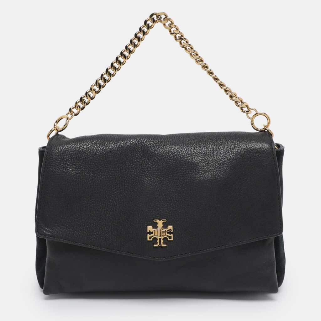 Tory Burch Black Leather and Suede Kira Shoulder Bag