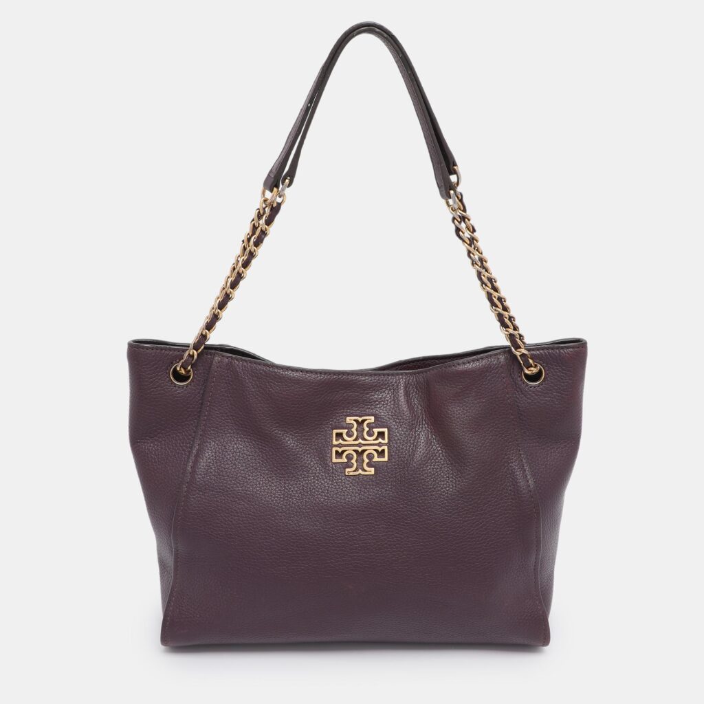 Tory Burch Purple Leather Small Britten Chain Tote Tory Burch Purple Leather Small Britten Chain Tote