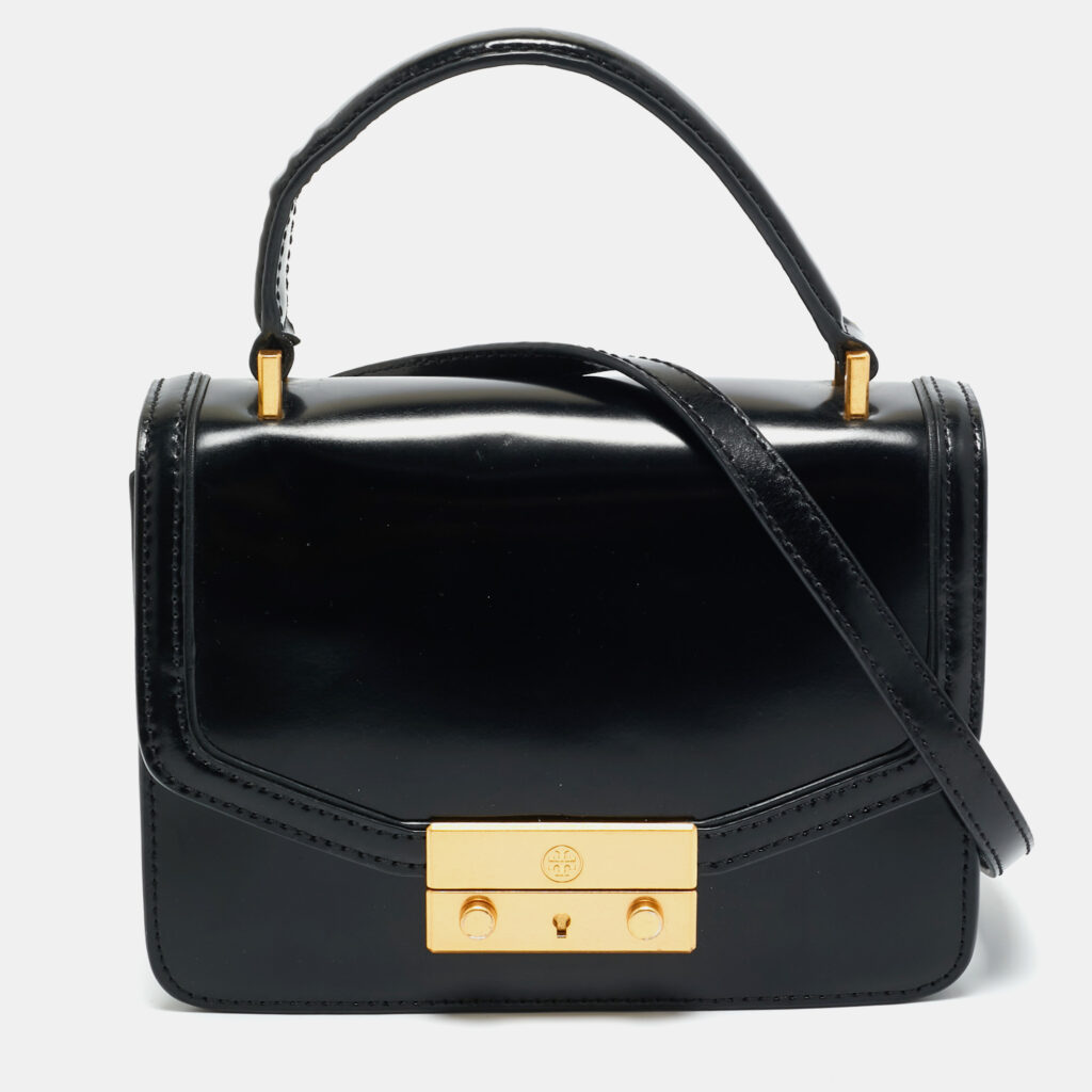 Tory Burch Black Patent Leather Mini Juliette Top Handle Bag Tory Burch Black Patent Leather Mini Juliette Top Handle Bag