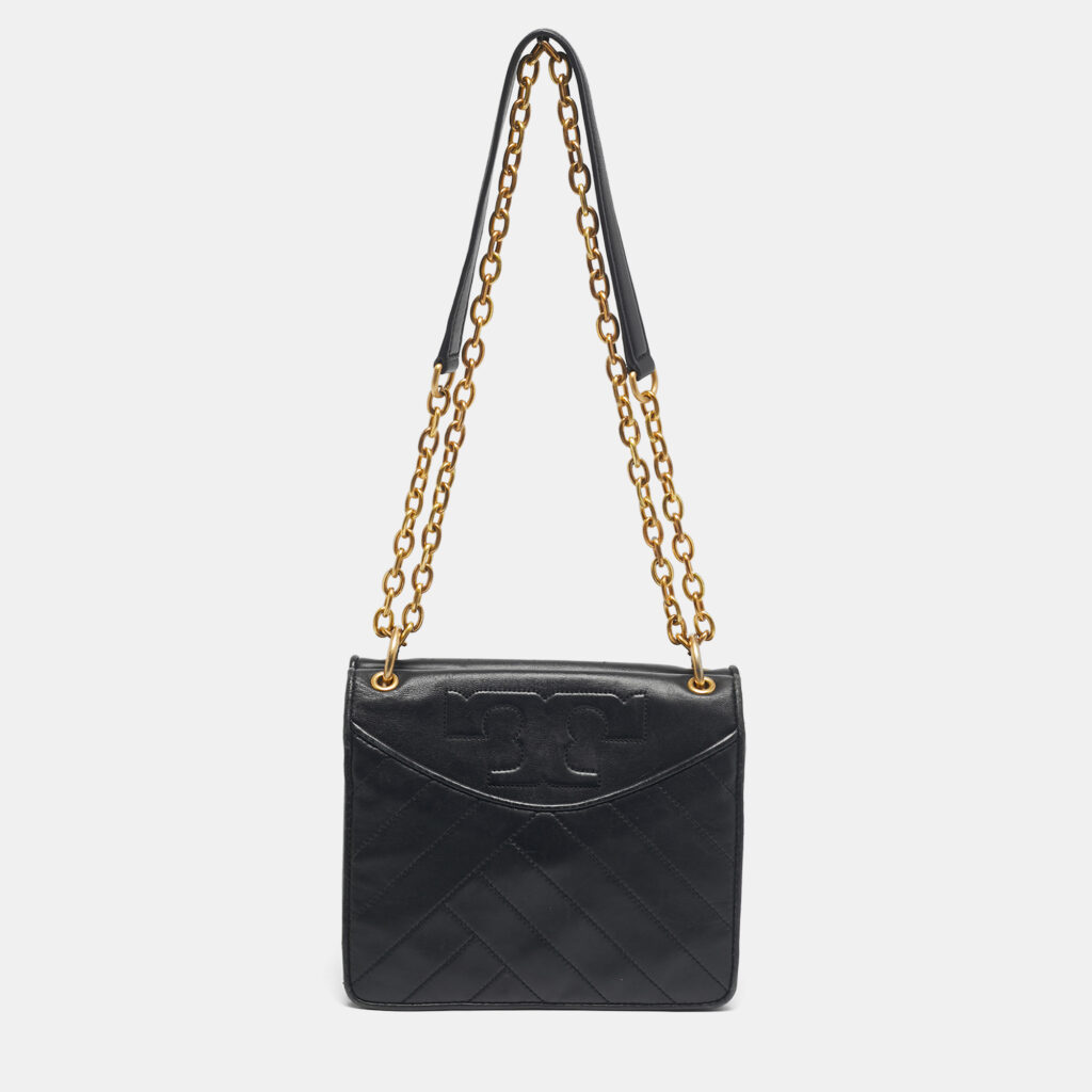 Tory Burch Black Quilted Leather Alexa Shoulder Bag Tory Burch Black Quilted Leather Alexa Shoulder Bag