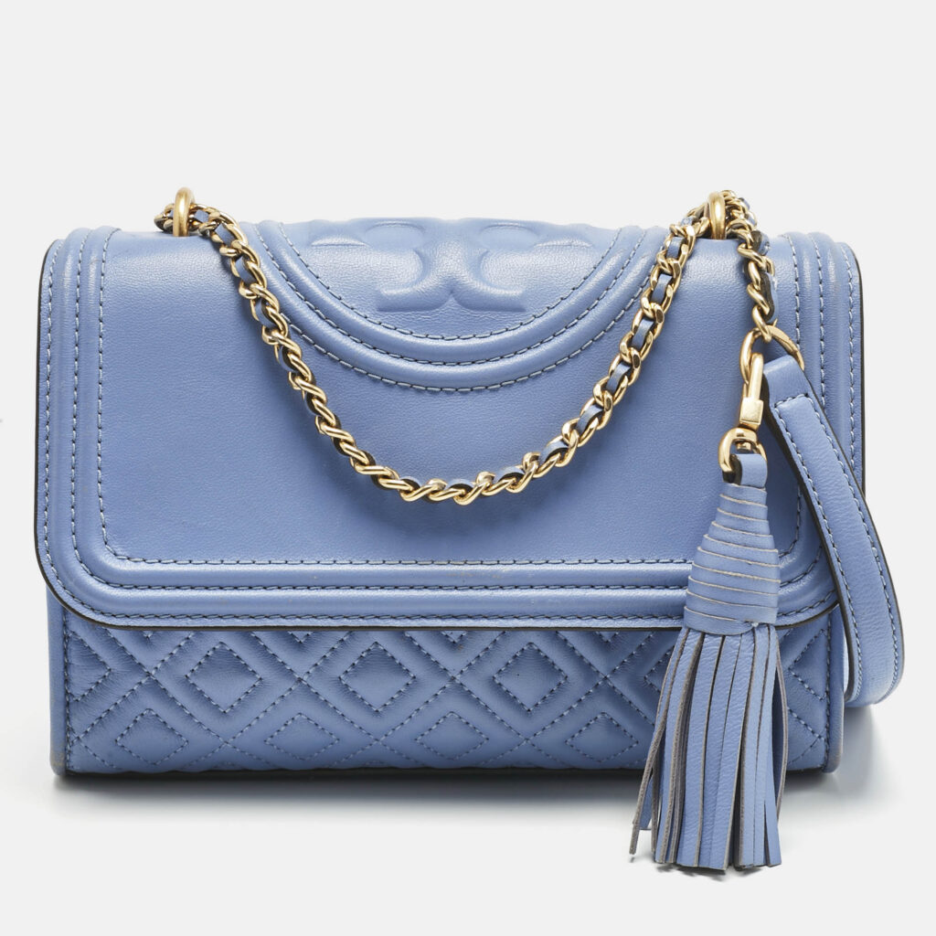 Tory Burch Blue Leather Small Fleming Shoulder Bag Tory Burch Blue Leather Small Fleming Shoulder Bag