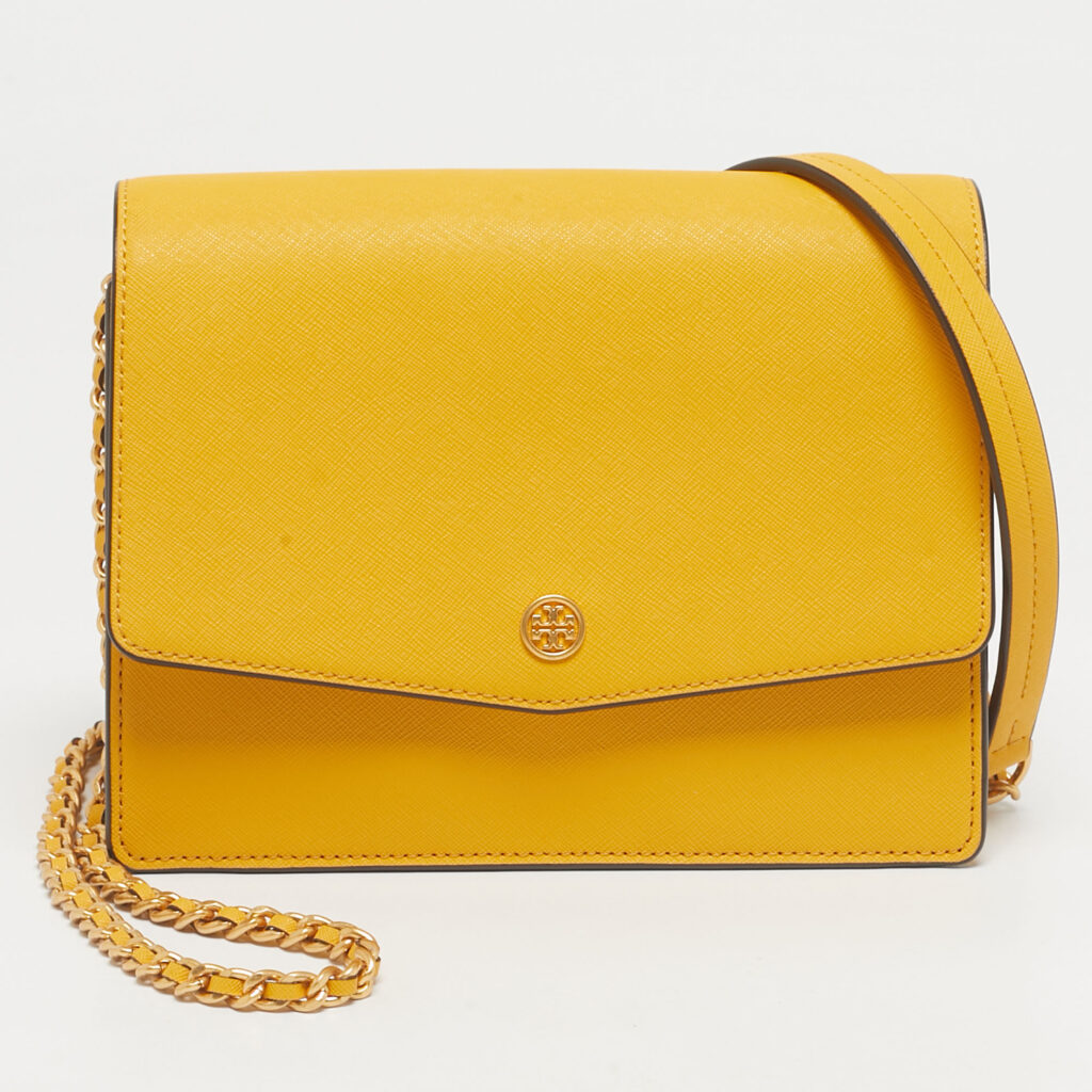 Tory Burch Yellow Leather Robinson Convertible Shoulder Bag Tory Burch Yellow Leather Robinson Convertible Shoulder Bag