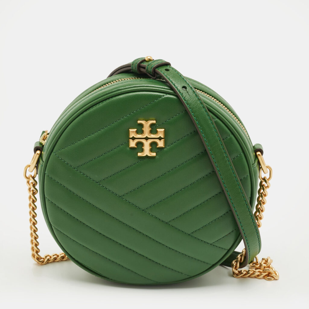 Tory Burch Green Chevron Leather Kira Circle Crossbody Bag Tory Burch Green Chevron Leather Kira Circle Crossbody Bag