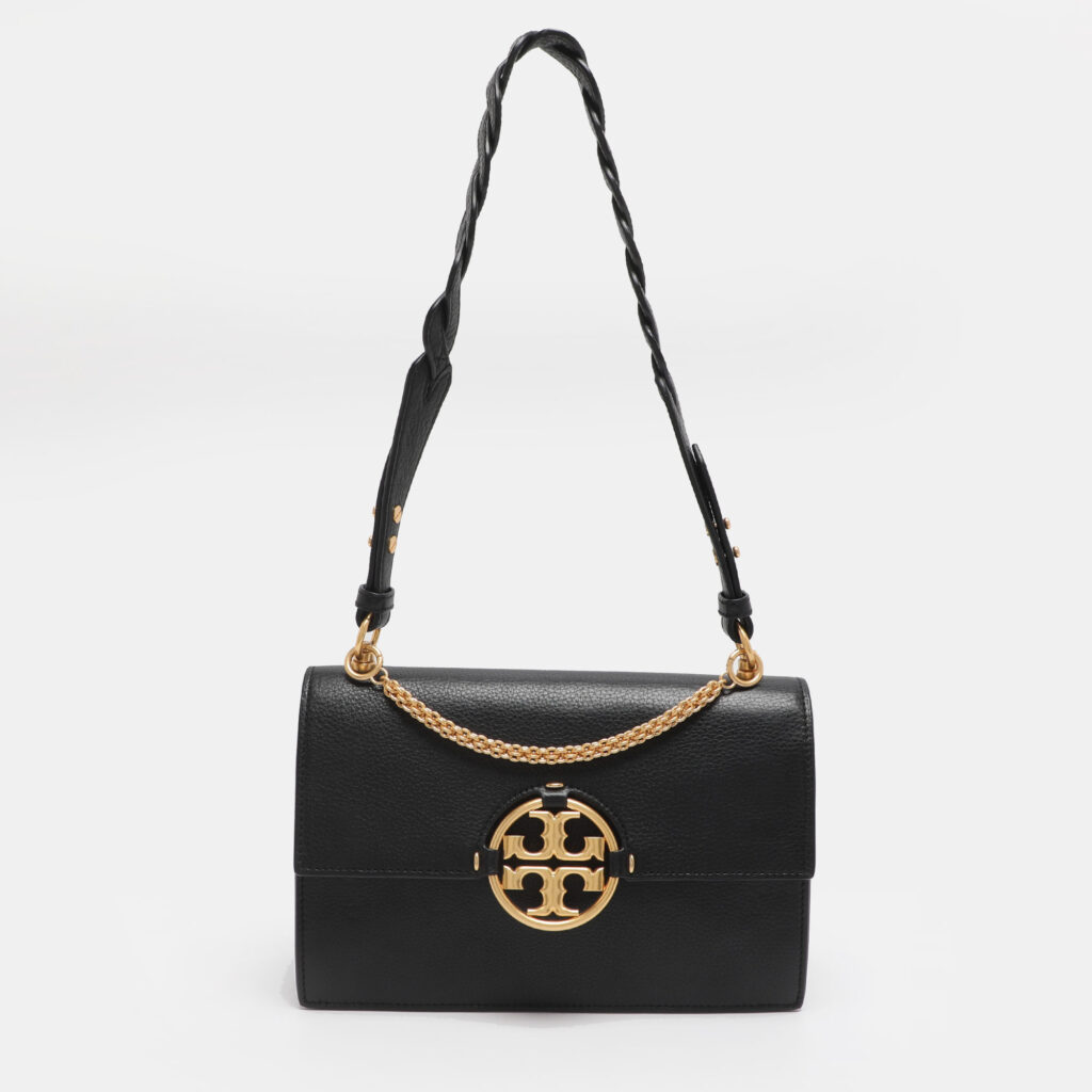 Tory Burch Black Leather and Suede Miller Shoulder Bag