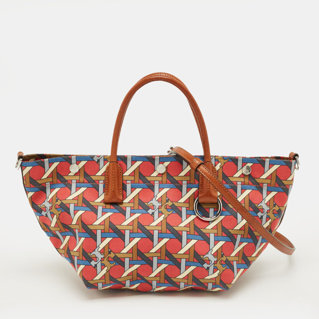 Tory Burch Multicolor Canvas Small Basketweave Tote Tory Burch Multicolor Canvas Small Basketweave Tote
