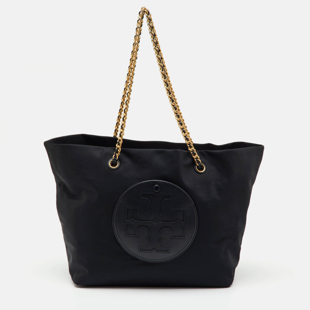 Tory Burch Black Nylon and Leather Ella Chain Tote Tory Burch Black Nylon and Leather Ella Chain Tote