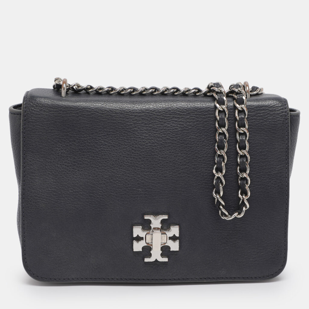 Tory Burch Mercer Blue Leather Shoulder Bag Tory Burch Mercer Blue Leather Shoulder Bag