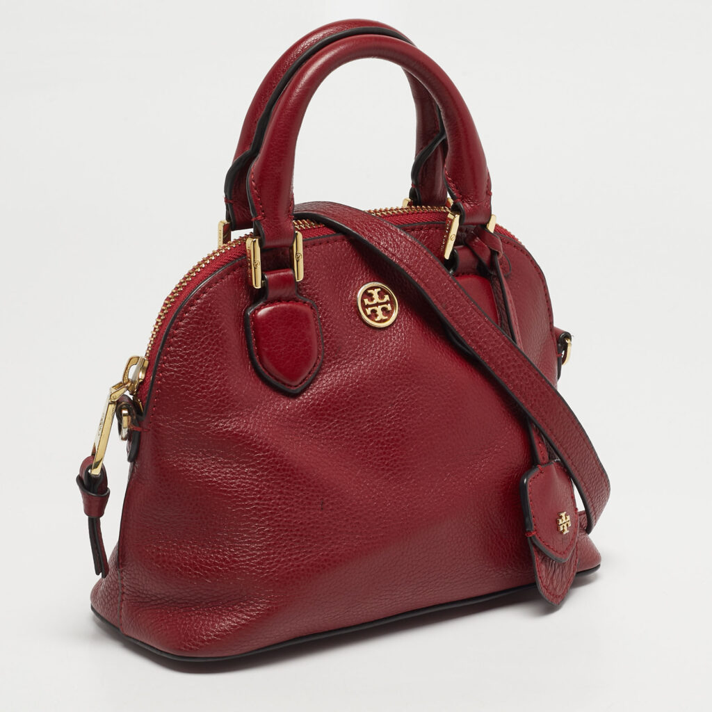 Tory Burch Robinson Dome Red Leather Satchel