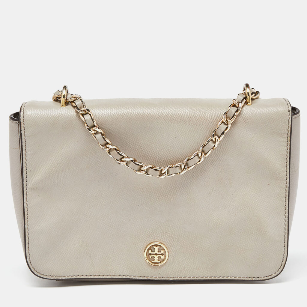 Tory Burch Beige Leather Flap Crossbody Bag Tory Burch Beige Leather Flap Crossbody Bag