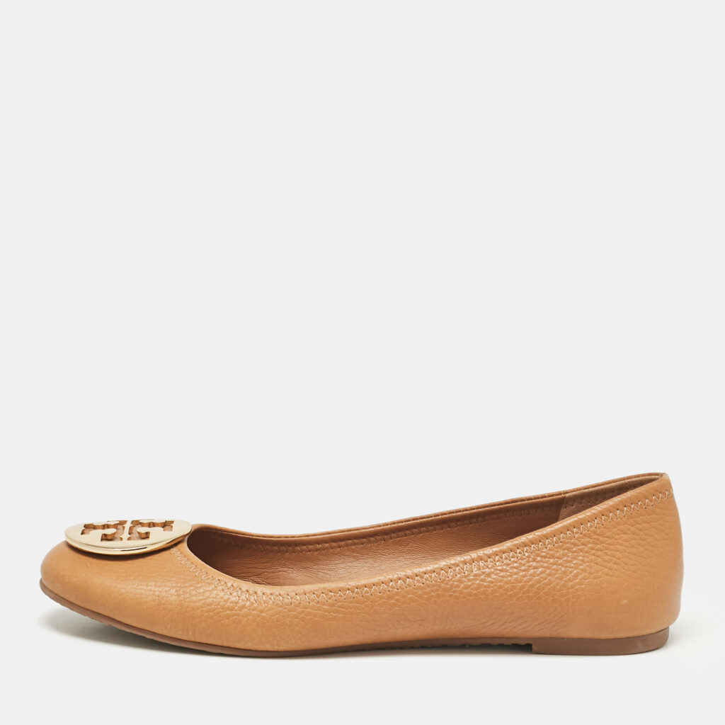 Tory Burch Brown Leather Reva Ballet Flats Size 39.5 Tory Burch Brown Leather Reva Ballet Flats Size 39.5