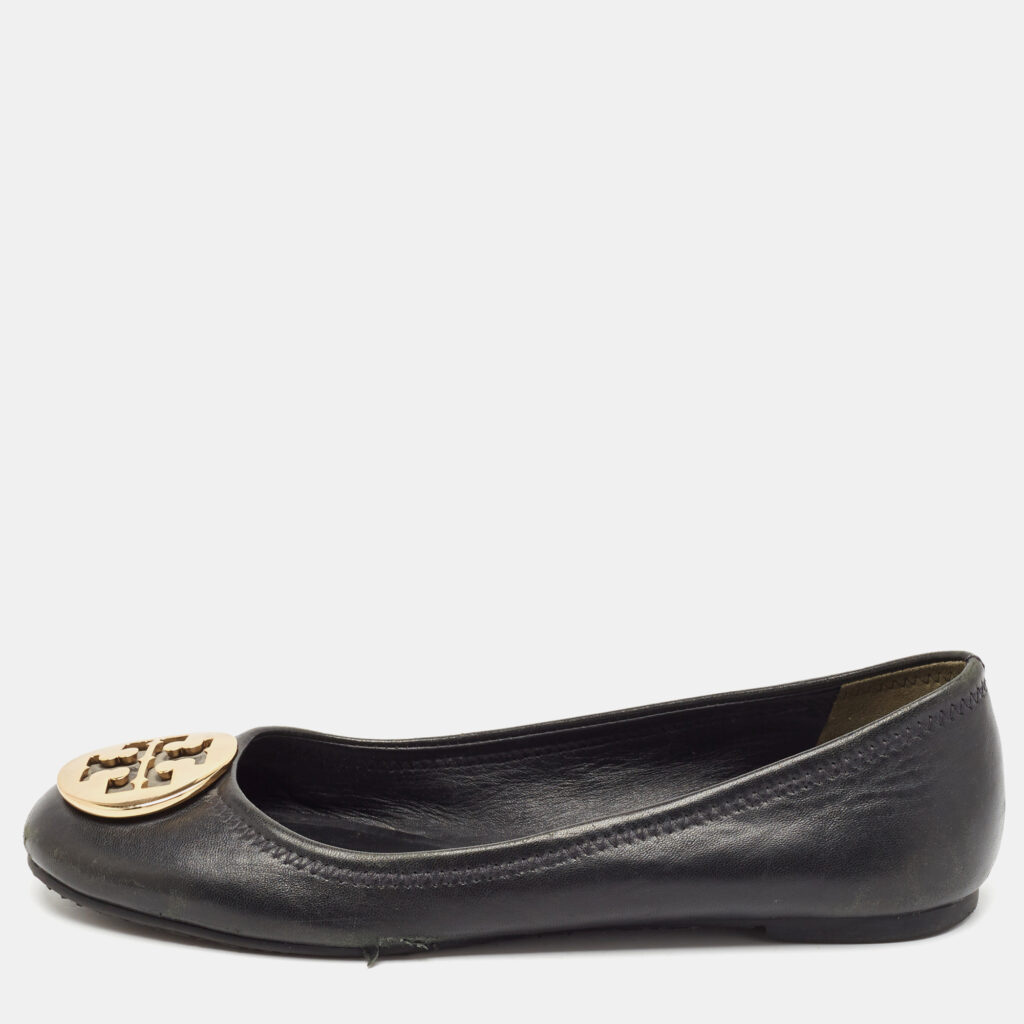 Tory Burch Black Leather Reva Ballet Flats Size 38.5 Tory Burch Black Leather Reva Ballet Flats Size 38.5