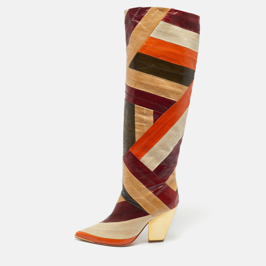 Tory Burch Multicolor Eel Leather Knee Length Boots Size 35.5 Tory Burch Multicolor Eel Leather Knee Length Boots Size 35.5