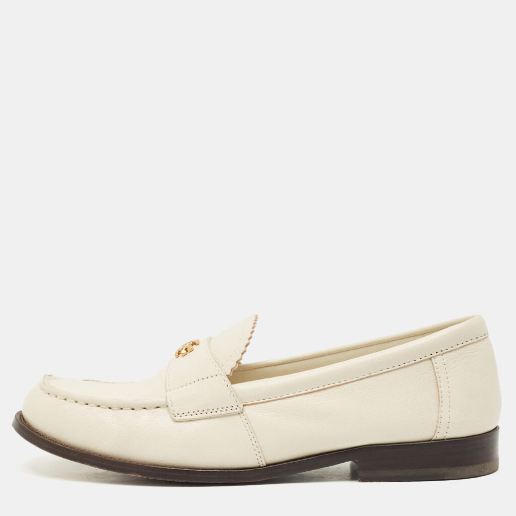 Tory Burch White Leather Classic Loafers Size 37 Tory Burch White Leather Classic Loafers Size 37