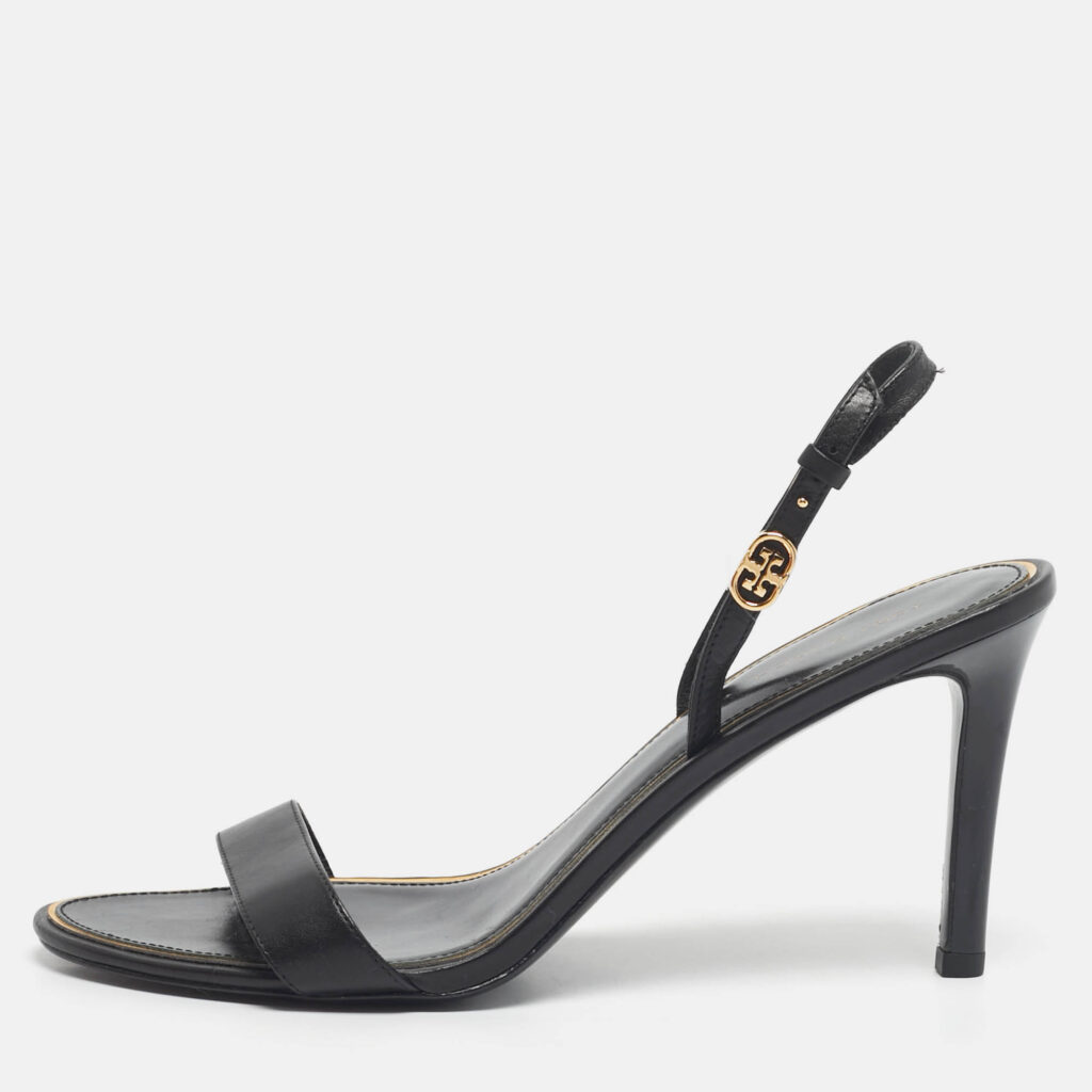 Tory Burch Black Leather Double T Slingback Sandals Size 38.5 Tory Burch Black Leather Double T Slingback Sandals Size 38.5